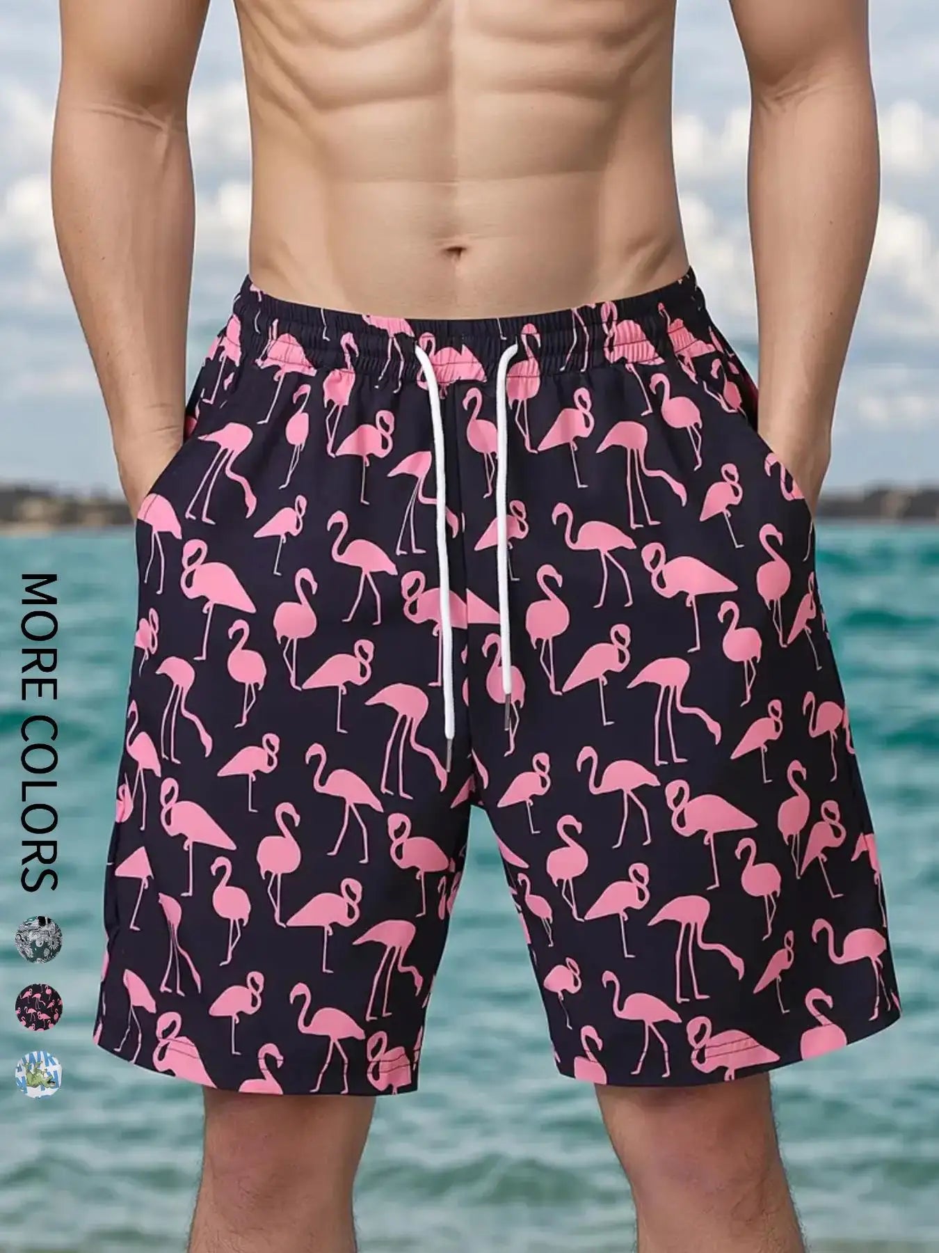 Drawstring Hawaiian Swim Shorts
