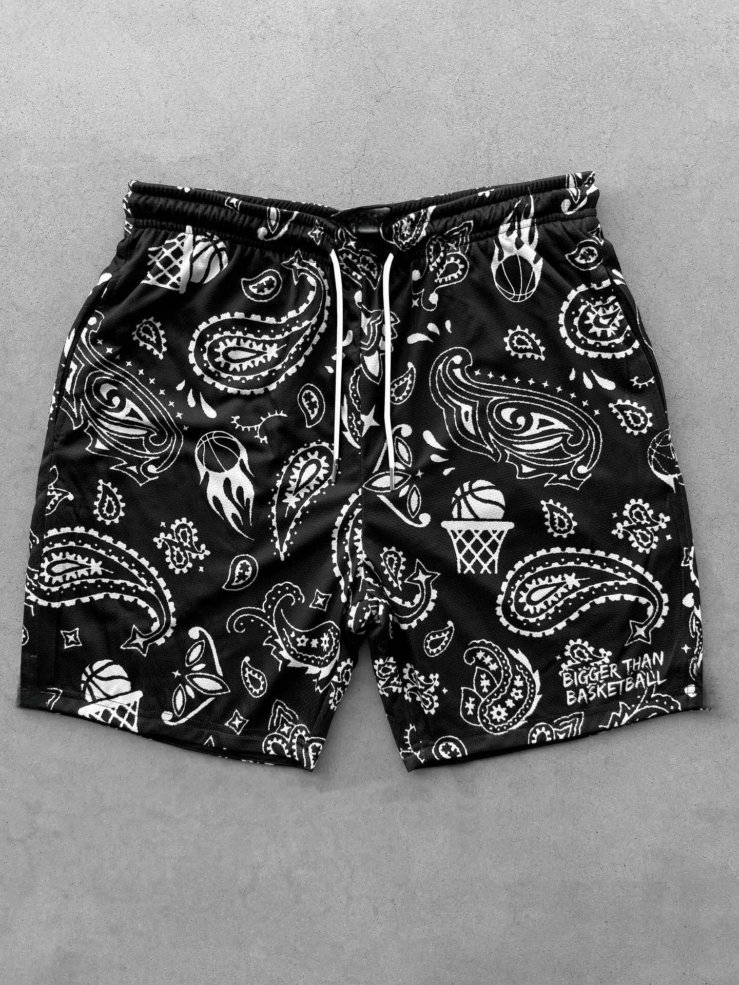 2025 Paisley Basketball Shorts Men's "Bigger Than Basketball" Print 3-Color Breathable Summer Casual Sports Streetwear Shorts