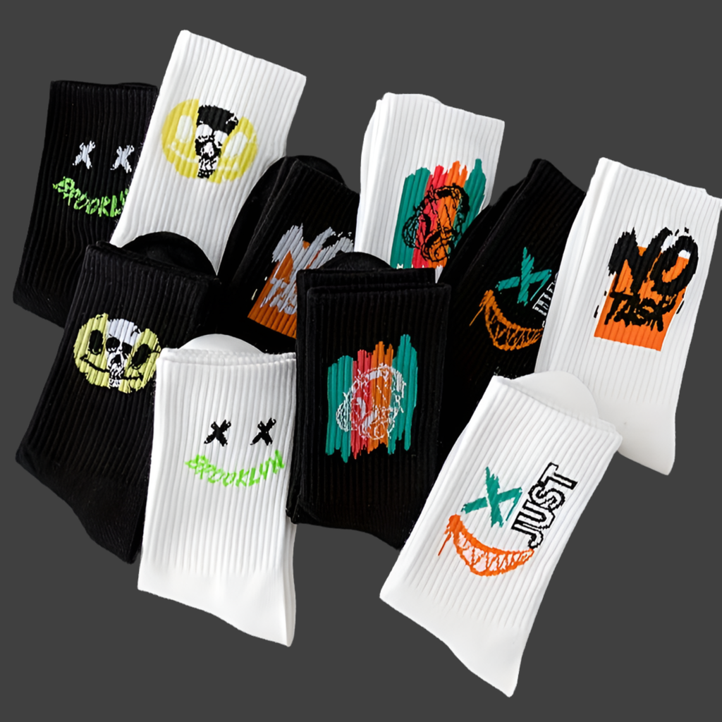 10Pairs Mens Graffiti Art Socks