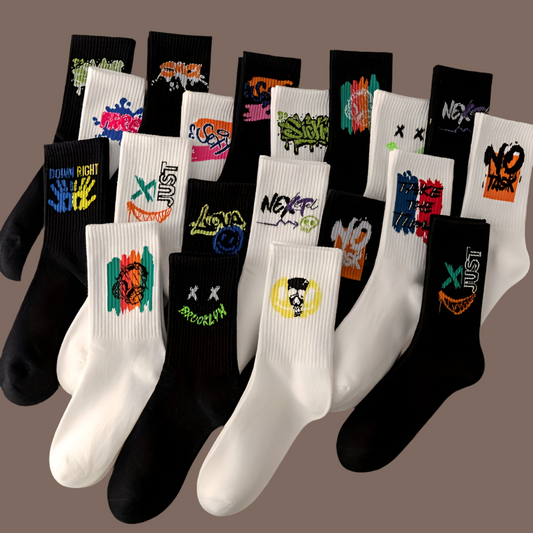 10Pairs Mens Graffiti Art Socks