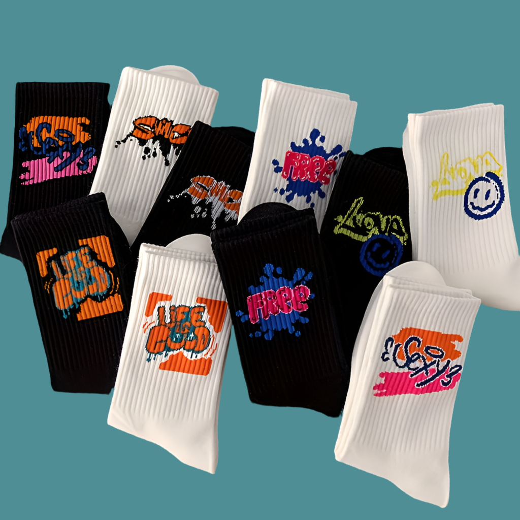 10Pairs Mens Graffiti Art Socks