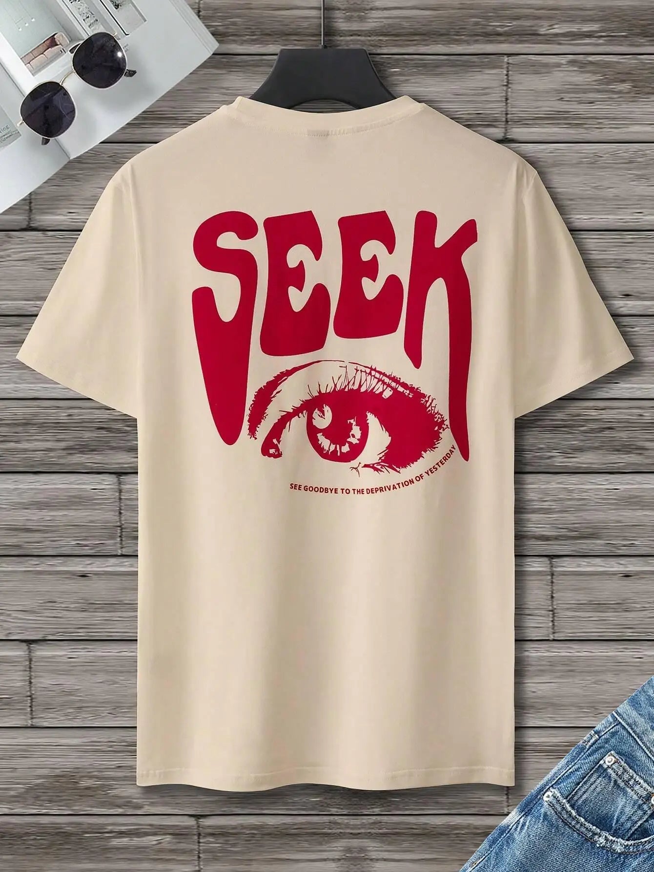 Seek Anticipated Gaze Printing T-Shirts Men Soft Loose Tshirs Breathable Summer Street Hip Hop T-Shirts Cotton Loose Tee Clothes