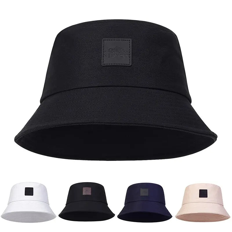 Unisex New York Leather Label Personality Bucket Hats Fishermen Caps Outdoor Casual Cap Sunscreen Hat