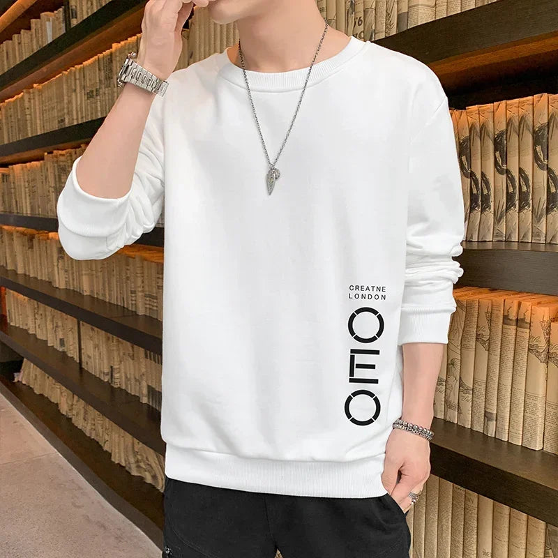 New Autumn and Spring Long sleeved T-shirt for Men's Sweater Underlay Shirt for Men's Round Neck Pullover Sweater for Men