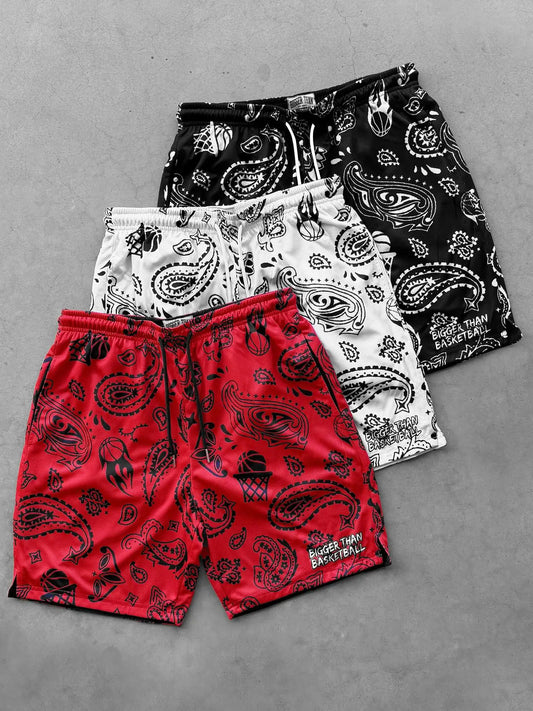 2025 Paisley Basketball Shorts Men's "Bigger Than Basketball" Print 3-Color Breathable Summer Casual Sports Streetwear Shorts