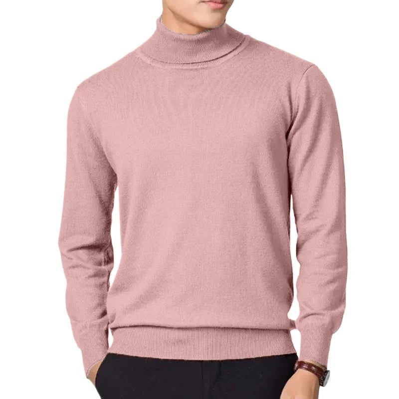 New Men's Large Knitted Pullover Sweaters Business Long Sleeve Turtleneck Streetwear Solid Color Winter Outdoor Jacket Coats