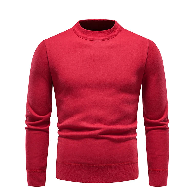 Men's Pullover Soft Sweater Winter Velvet Shirts Brand Clothing Knitted Fleece Warm Cold Blouse Slim Fit Bottom Shirts