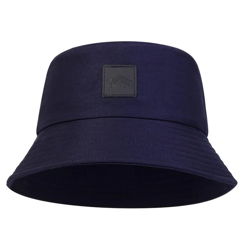 Unisex New York Leather Label Personality Bucket Hats Fishermen Caps Outdoor Casual Cap Sunscreen Hat