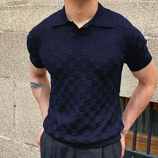 Jacquard Knitted Polo Shirt