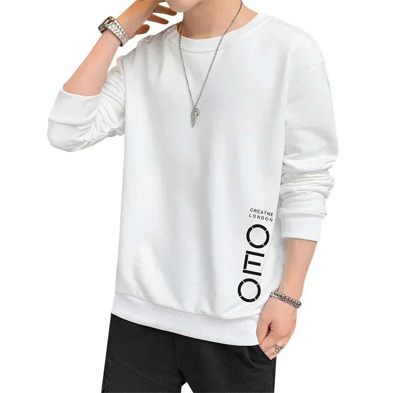 New Autumn and Spring Long sleeved T-shirt for Men's Sweater Underlay Shirt for Men's Round Neck Pullover Sweater for Men