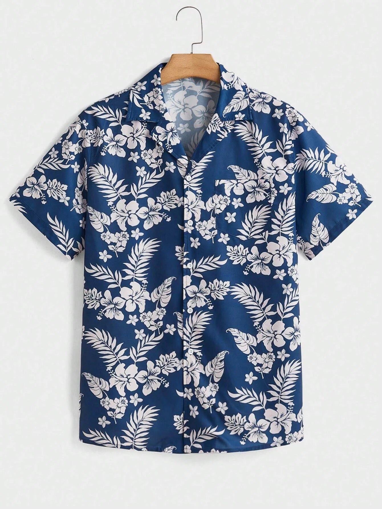 Summer Solid Flower Print Beach Shirt