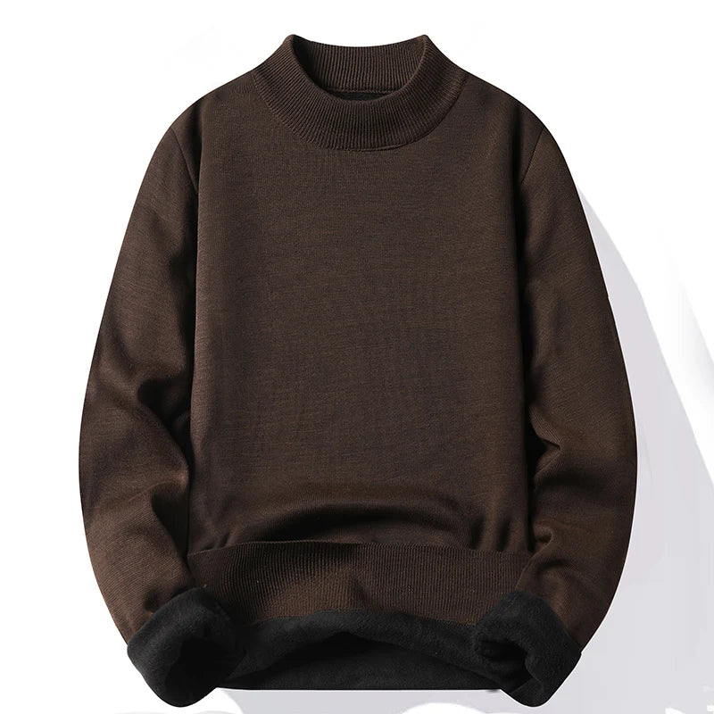 Men's Pullover Soft Sweater Winter Velvet Shirts Brand Clothing Knitted Fleece Warm Cold Blouse Slim Fit Bottom Shirts