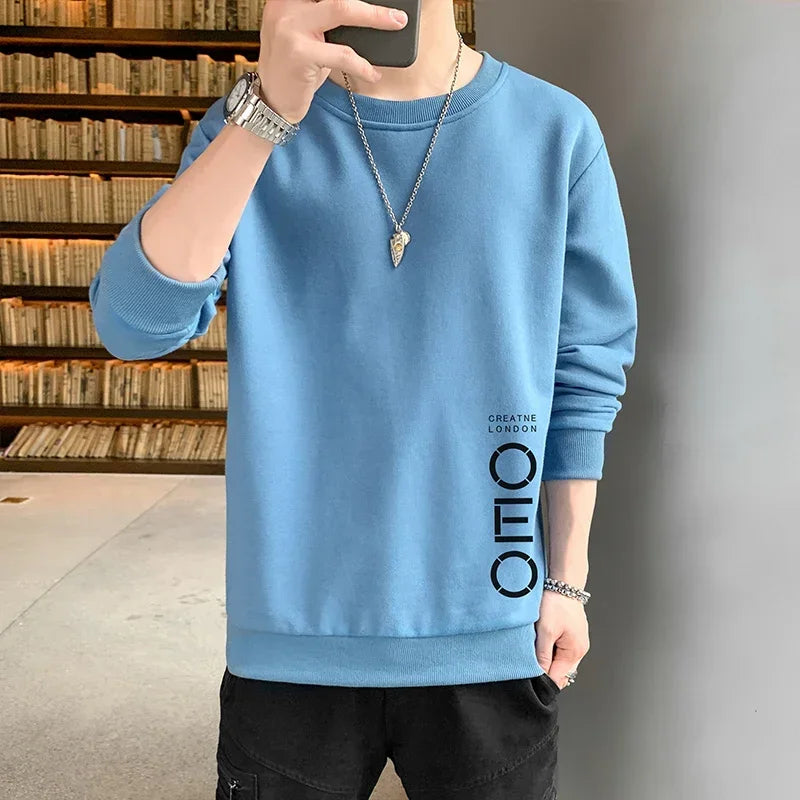 New Autumn and Spring Long sleeved T-shirt for Men's Sweater Underlay Shirt for Men's Round Neck Pullover Sweater for Men