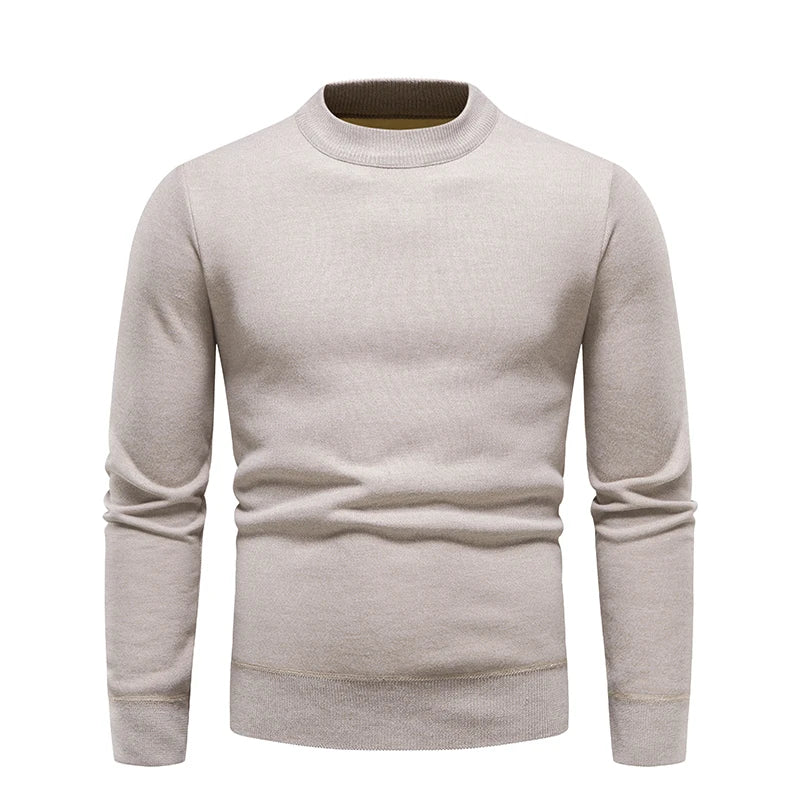 Men's Pullover Soft Sweater Winter Velvet Shirts Brand Clothing Knitted Fleece Warm Cold Blouse Slim Fit Bottom Shirts