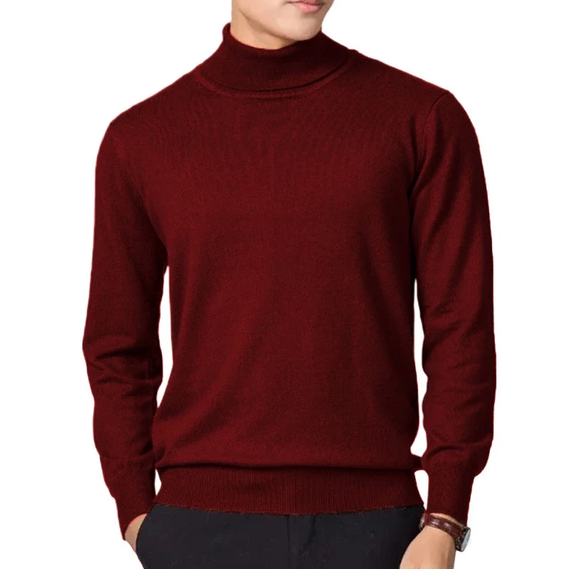 New Men's Large Knitted Pullover Sweaters Business Long Sleeve Turtleneck Streetwear Solid Color Winter Outdoor Jacket Coats