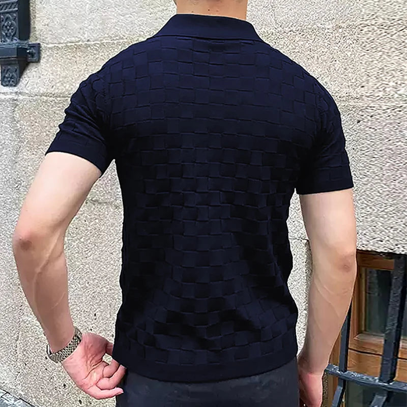 Jacquard Knitted Polo Shirt