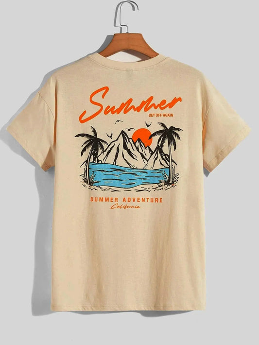 Summer Set Off Again Adventure California Mens T-Shirt Cotton Loose Tee Clothing Fashion Sweat Clothes Oversized Summer Tops