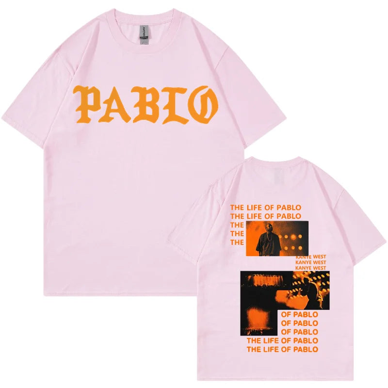 Rapper Kanye West Graphics Print T-shirt THE LIFE OF PABLO T Shirt Summer Men Women Hip Hop Fashion Oversized Short Sleeve Tees