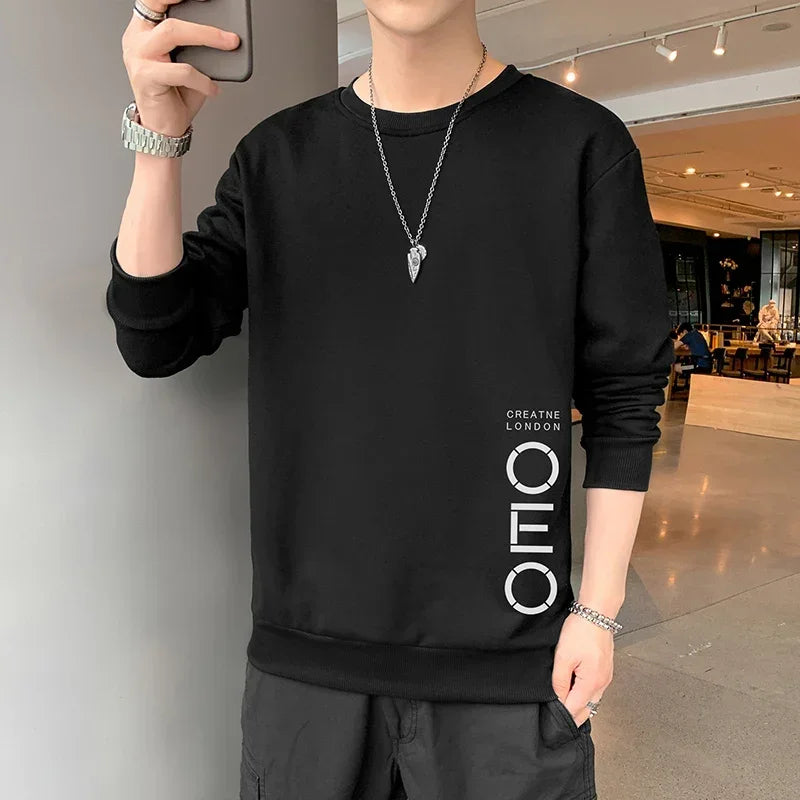 New Autumn and Spring Long sleeved T-shirt for Men's Sweater Underlay Shirt for Men's Round Neck Pullover Sweater for Men