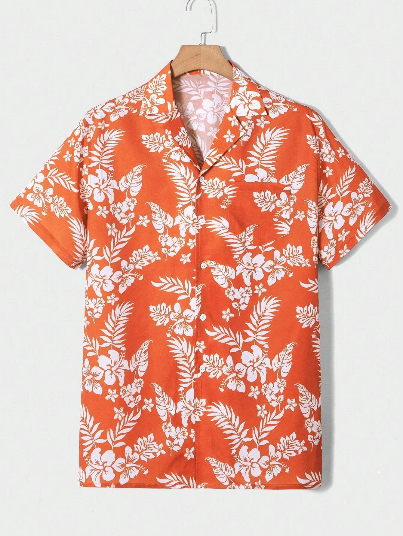 Summer Solid Flower Print Beach Shirt